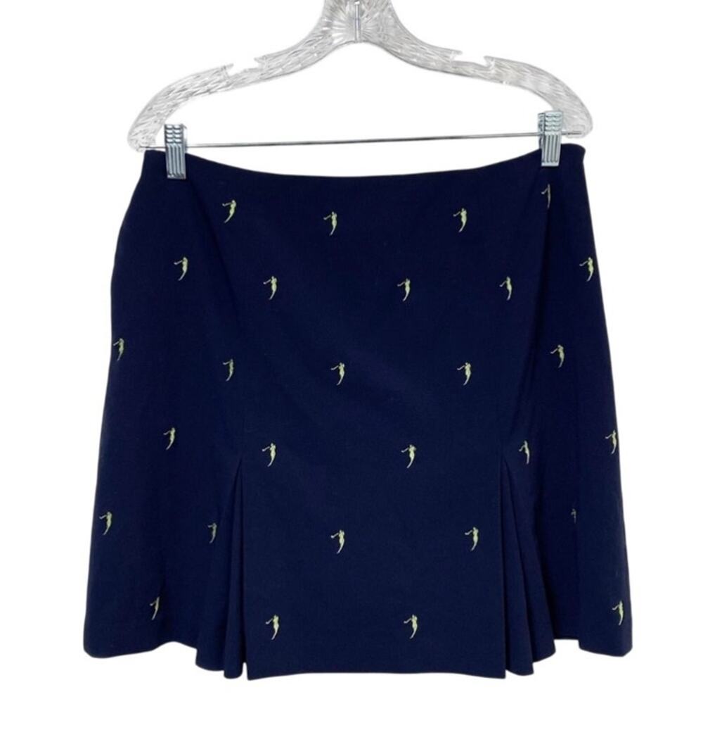EP Pro Golf Skort Womens 10 Navy Blue Yellow Embroidered Pleated